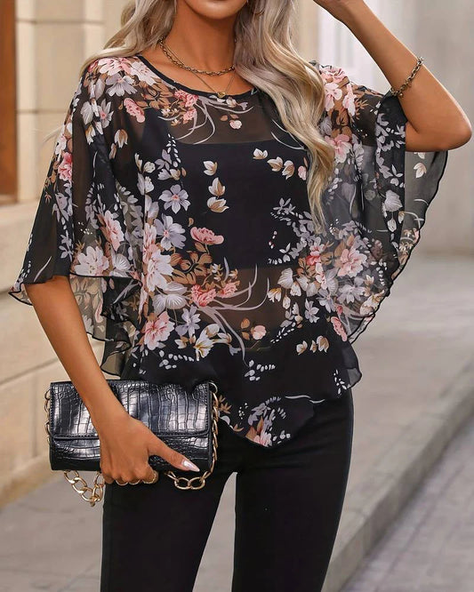 Flowezy™ Femke Elegant Bluse Med Blomster