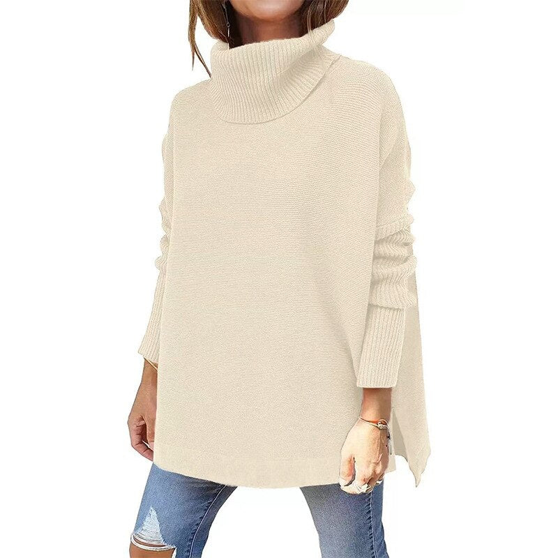 Marie™ - Pull Oversize Col Roulé en Laine