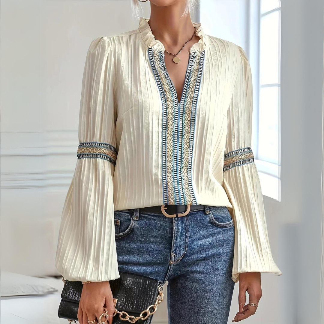 Hélène™ - Blouse Boho en Chiffon à Manches Longues