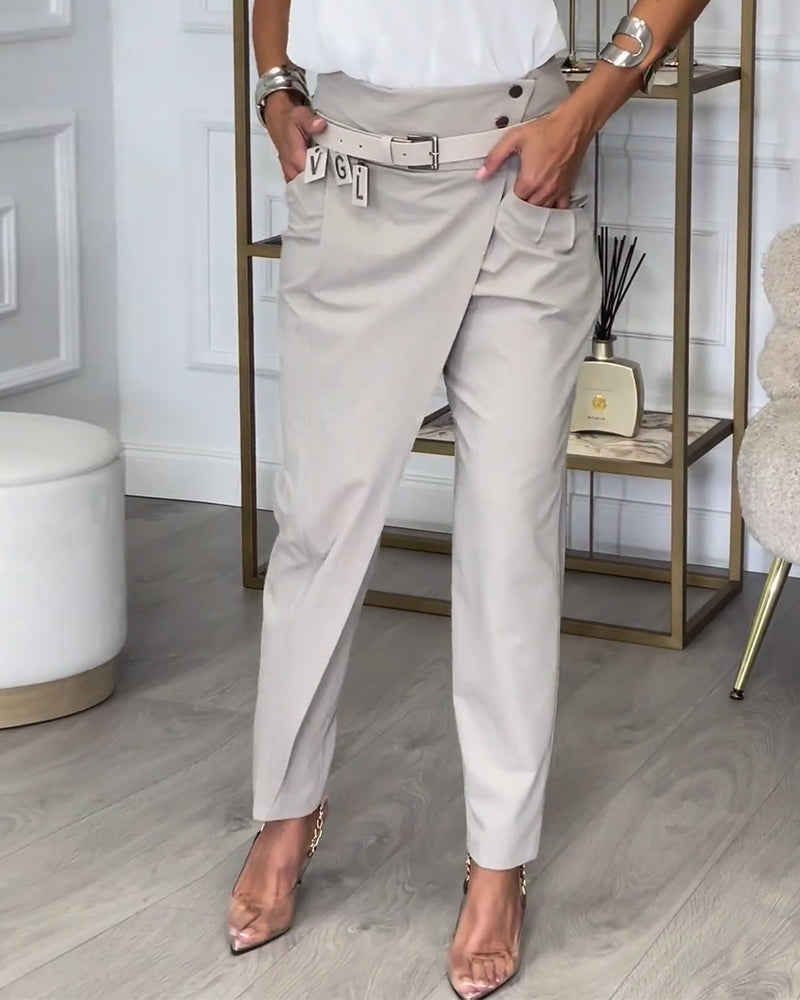 Valérie™ - Pantalon en Lin Mélangé Ceinturé