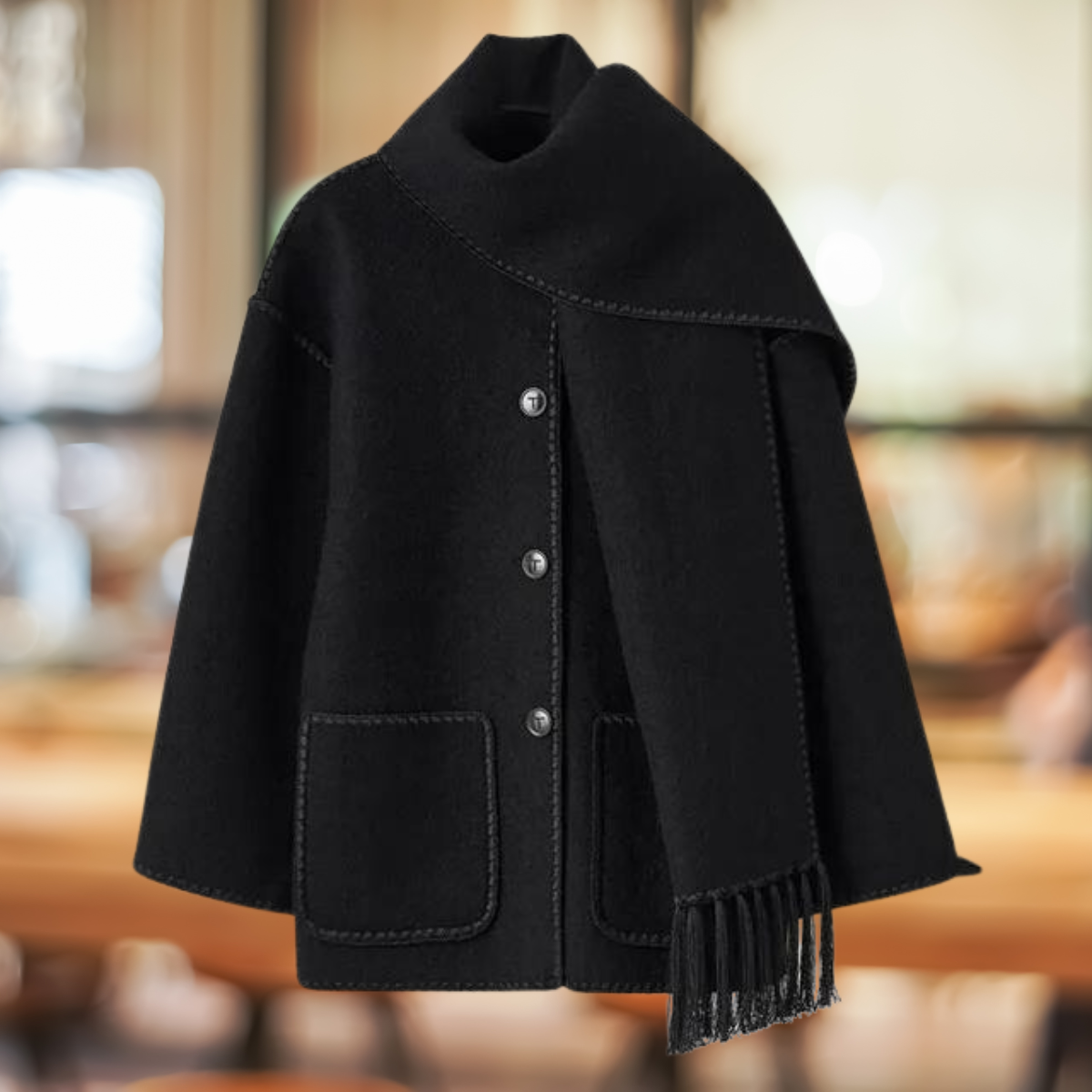 Lucie™ - Manteau Élégant en Laine avec Écharpe d'Hiver