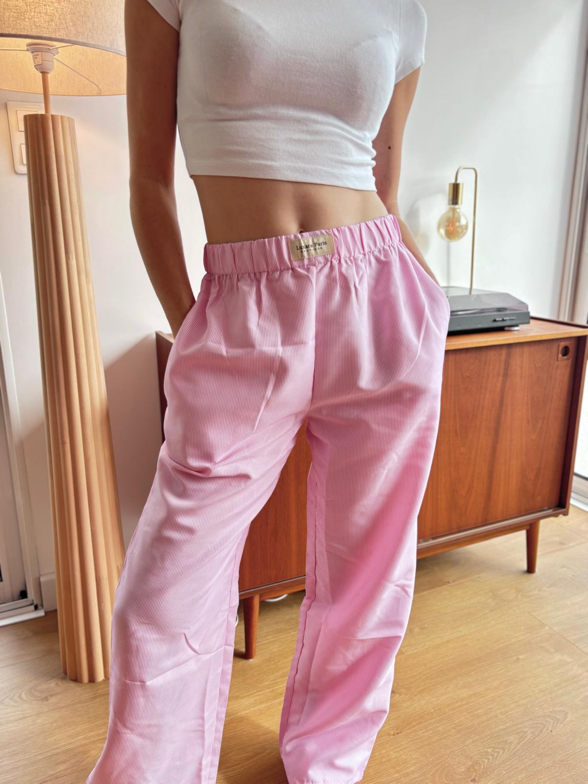 Pauline™ - Pantalon Taille Haute en Coton Lilas